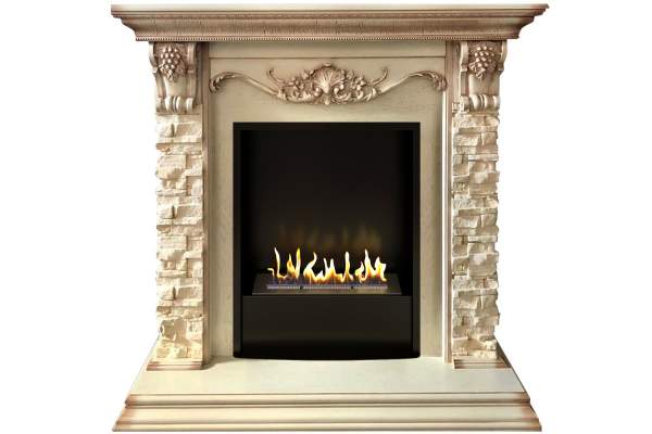 Биокамин в портале Firezo Luxemburg (каменный) Сланец Cлоновая кость с патиной