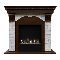 Биокамин в портале Firezo Dublin Темный дуб, Сланец белый